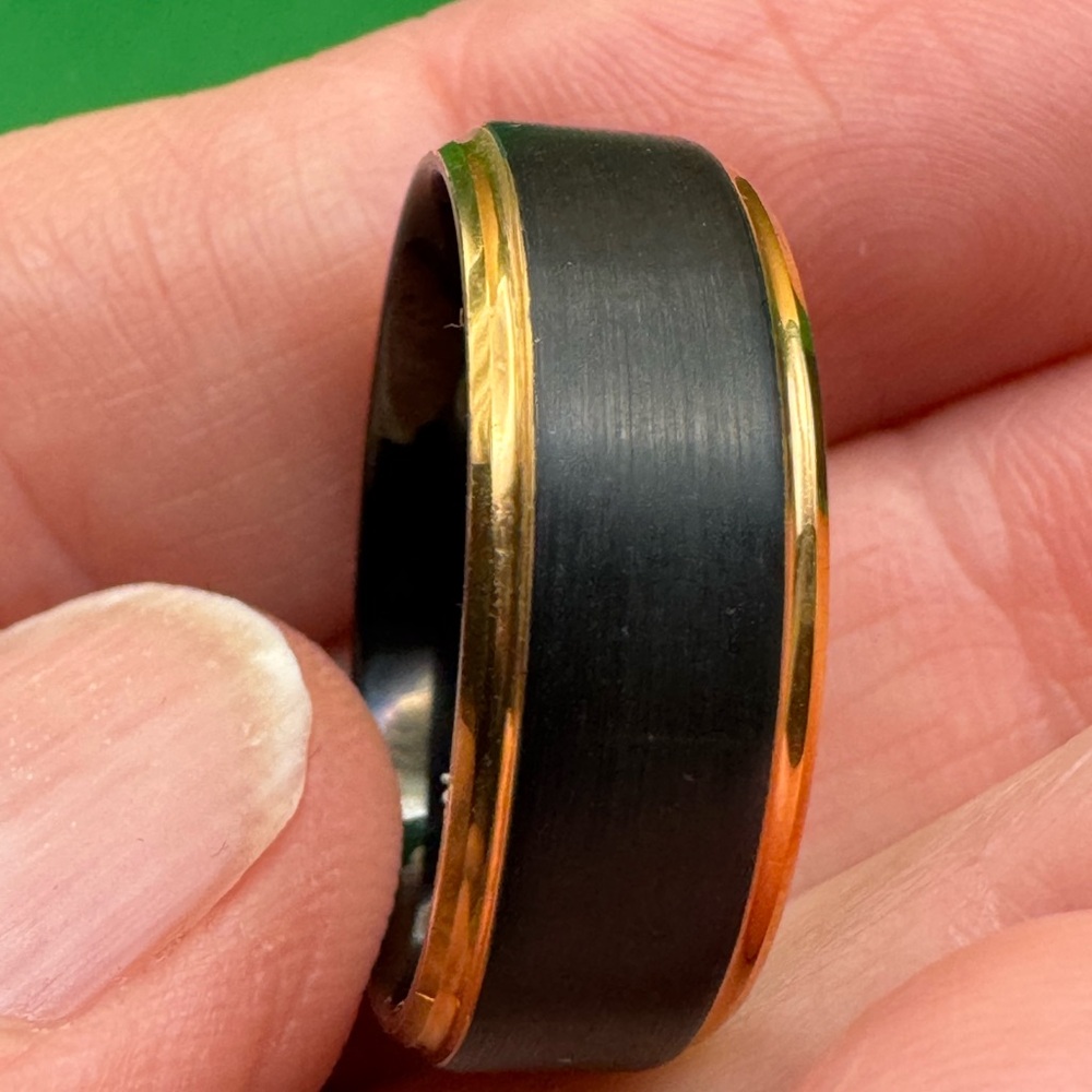 King Will Gold And Black Plated Tungsten Carbide 8mm Ring Size 10 New - Picture 12 of 16